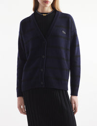 Cardigan à rayures en laine - Black & Ink Blue