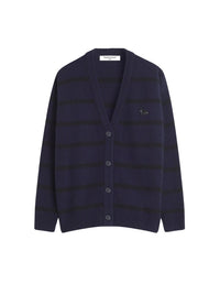 Cardigan à rayures en laine - Black & Ink Blue