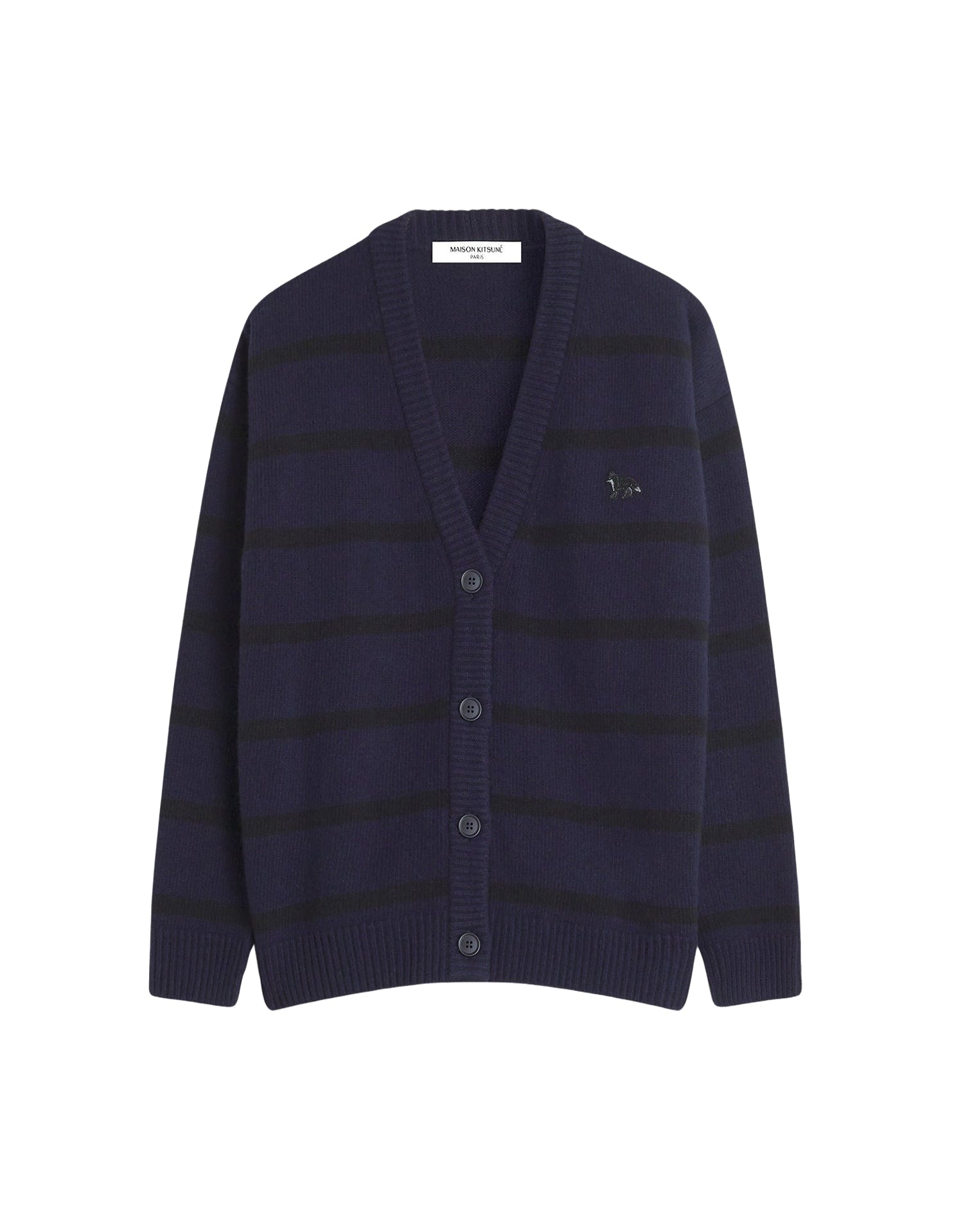 Cardigan à rayures en laine - Black & Ink Blue