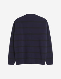 Cardigan à rayures en laine - Black & Ink Blue