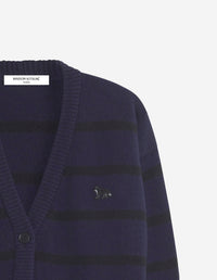 Cardigan à rayures en laine - Black & Ink Blue
