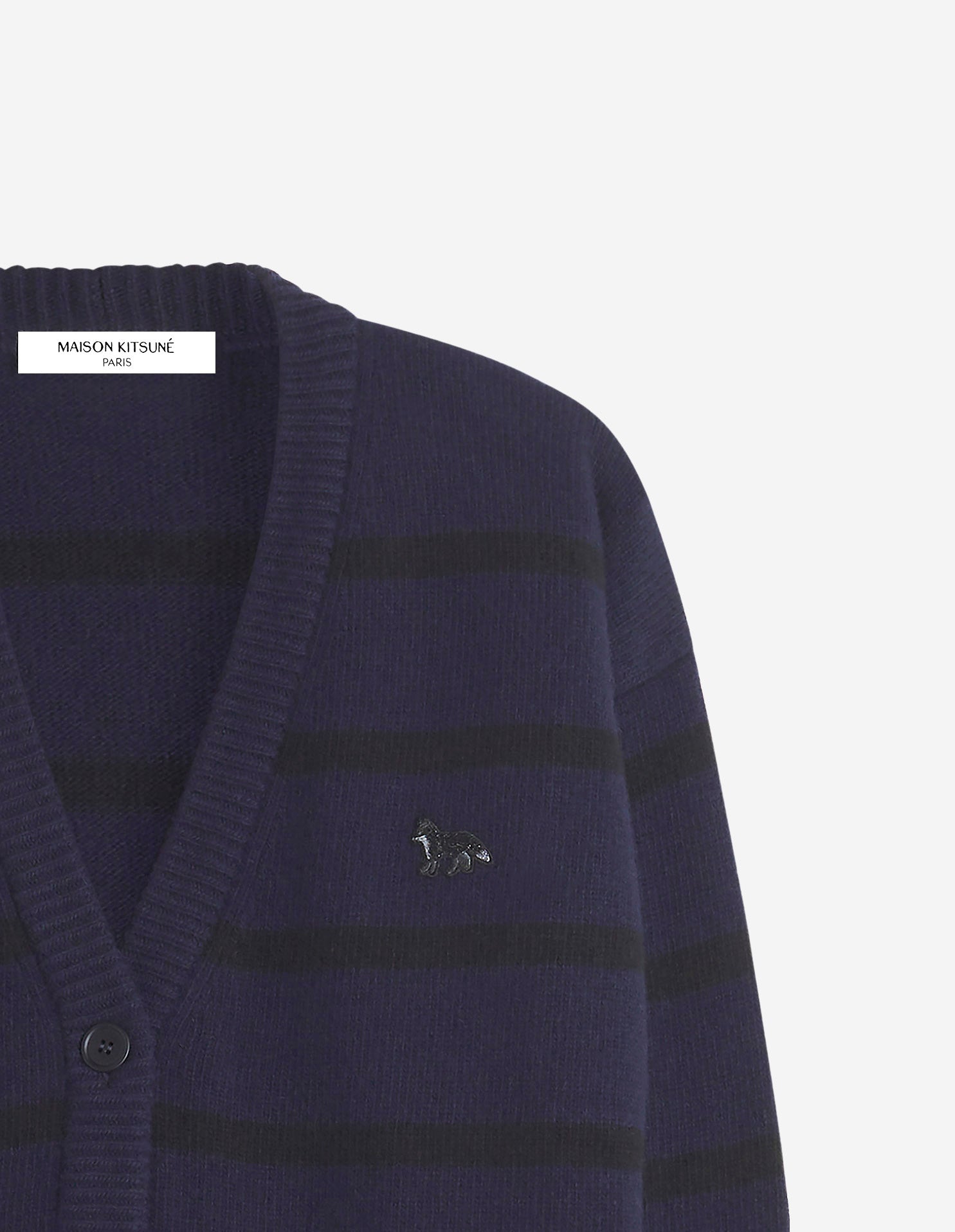 Cardigan à rayures en laine - Black & Ink Blue