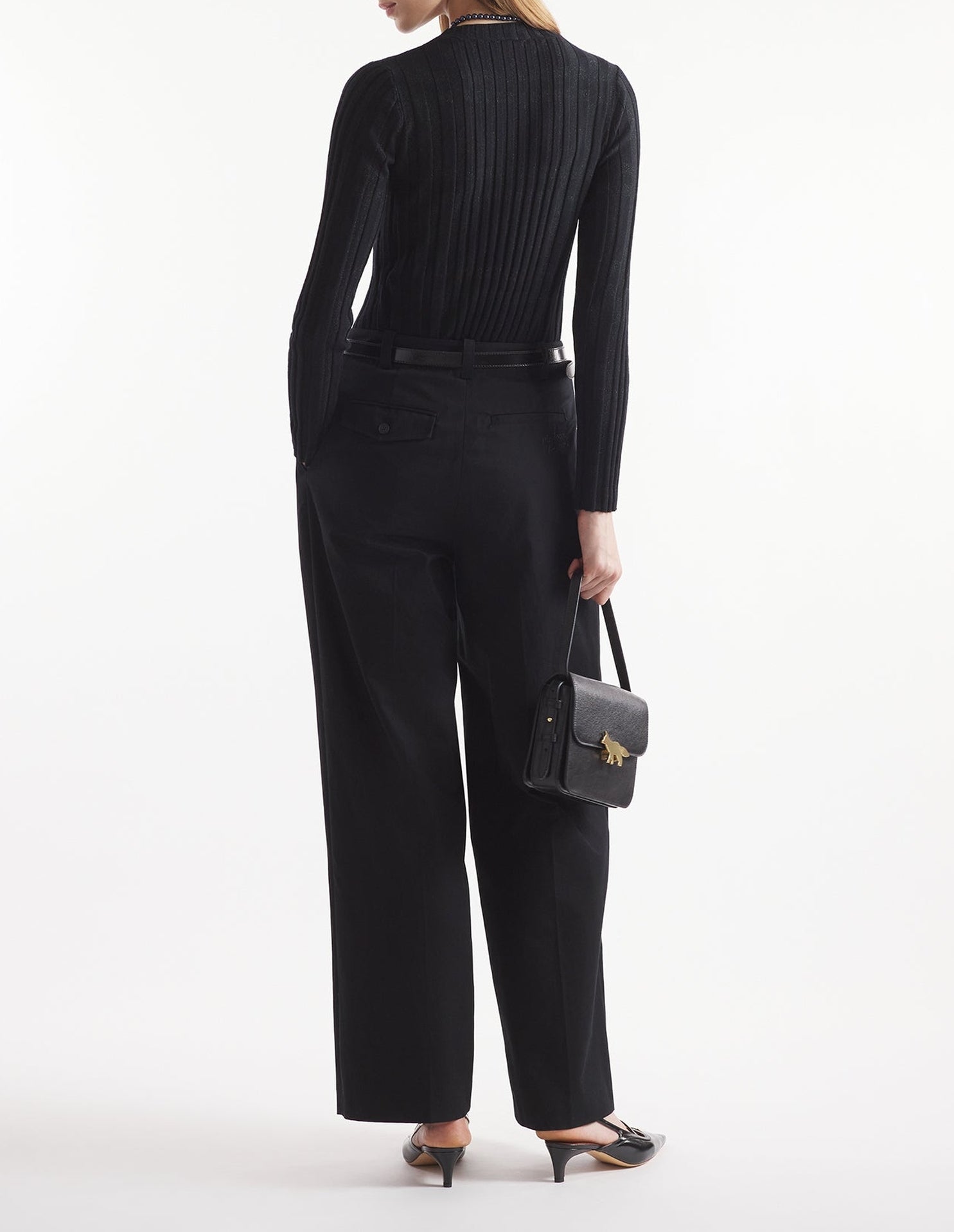 Cardigan à rayures en laine - Black & Ink Blue