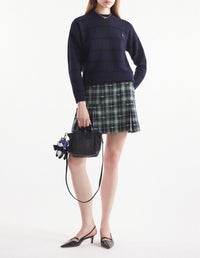 Pull Fox à rayures en laine - Black & Ink Blue