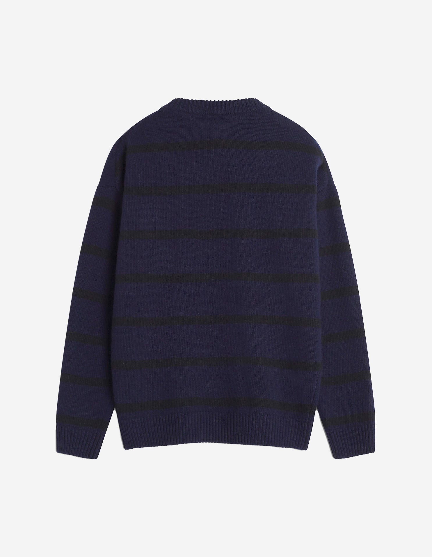 Pull Fox à rayures en laine - Black & Ink Blue