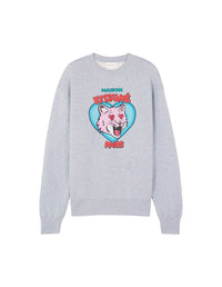 Printed Valentine sweatshirt - Light Grey Melange