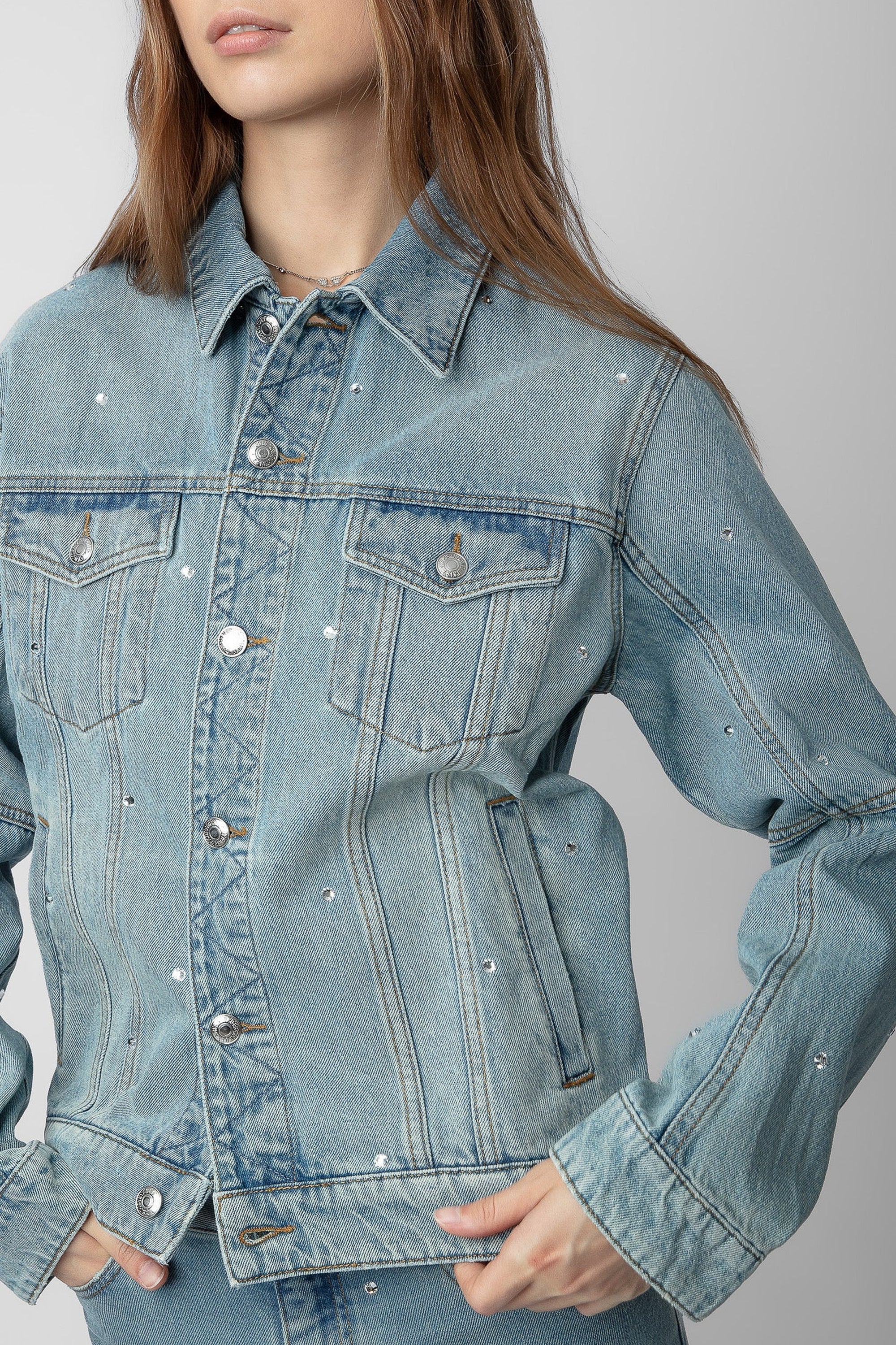 Veste Kasy Strass en denim - Light Blue