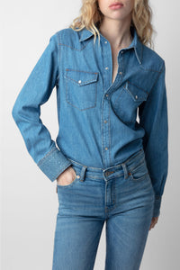 Chemise Thelma en denim à strass - Light Blue