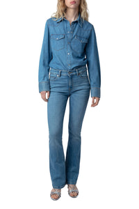 Chemise Thelma en denim à strass - Light Blue