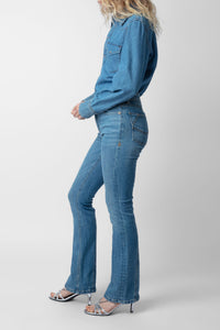 Chemise Thelma en denim à strass - Light Blue