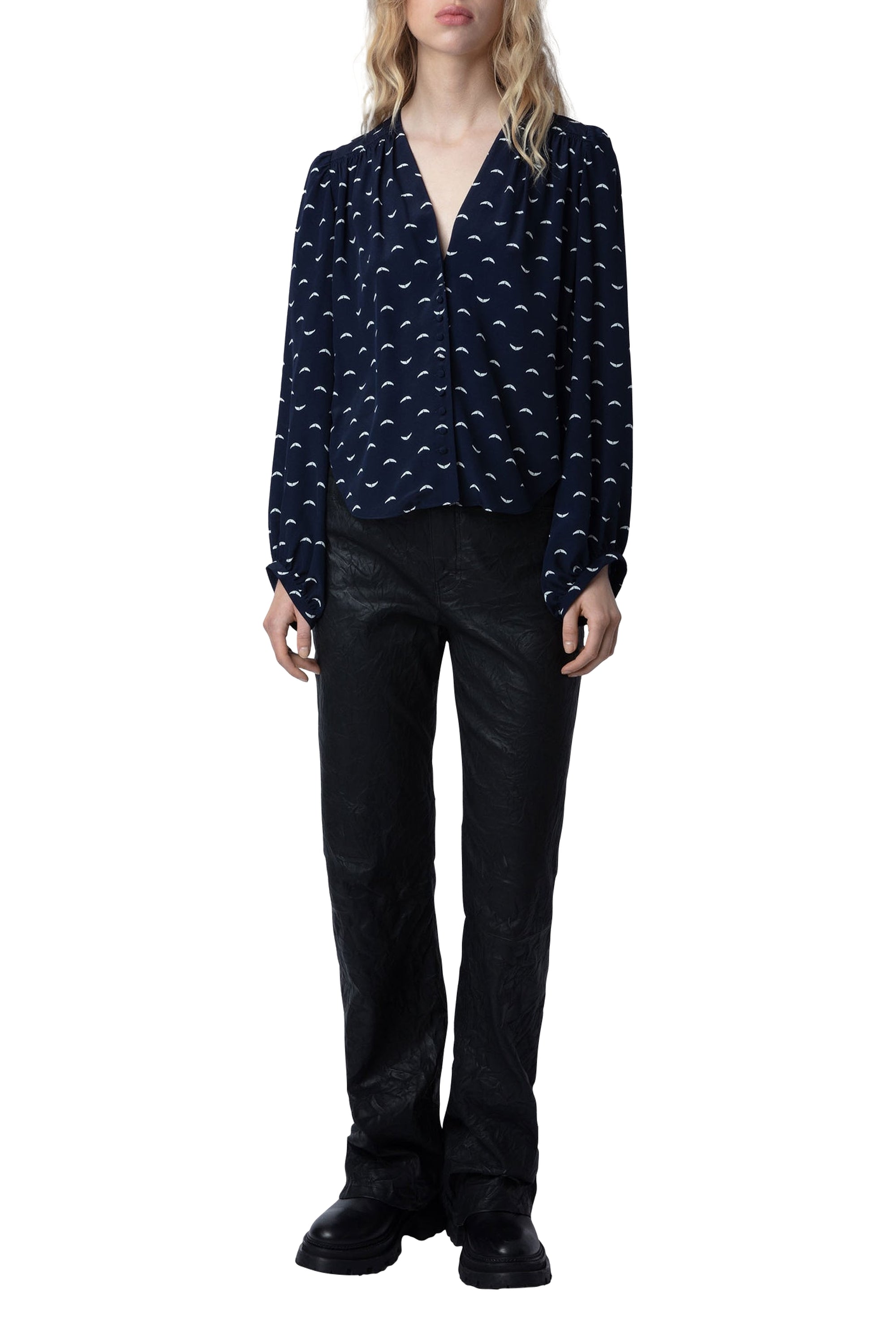 Blouse Turin en soie - Marine