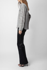 Chemise Morning Jacquard en soie - Gris Moyen