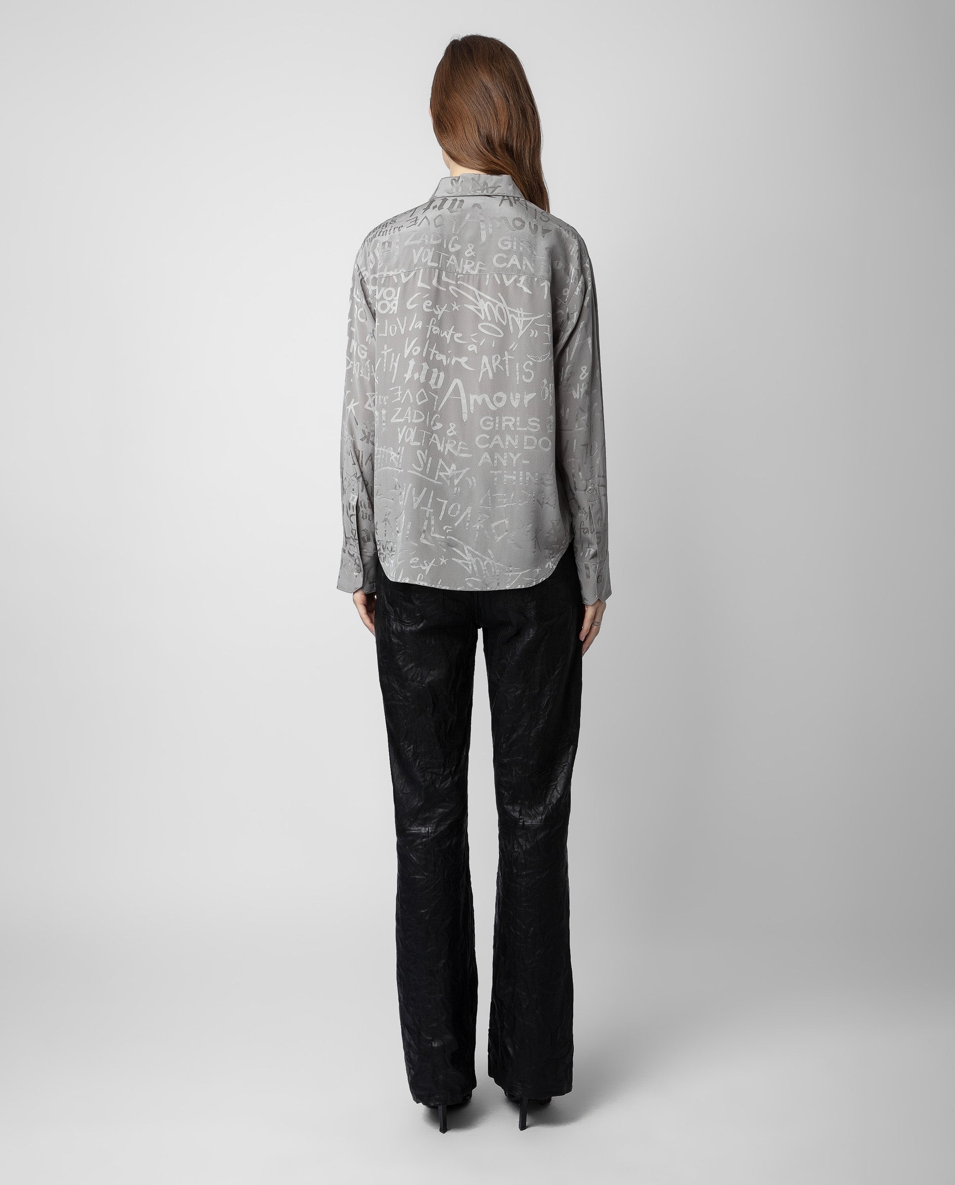 Chemise Morning Jacquard en soie - Gris Moyen