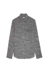 Chemise Morning Jacquard en soie - Gris Moyen