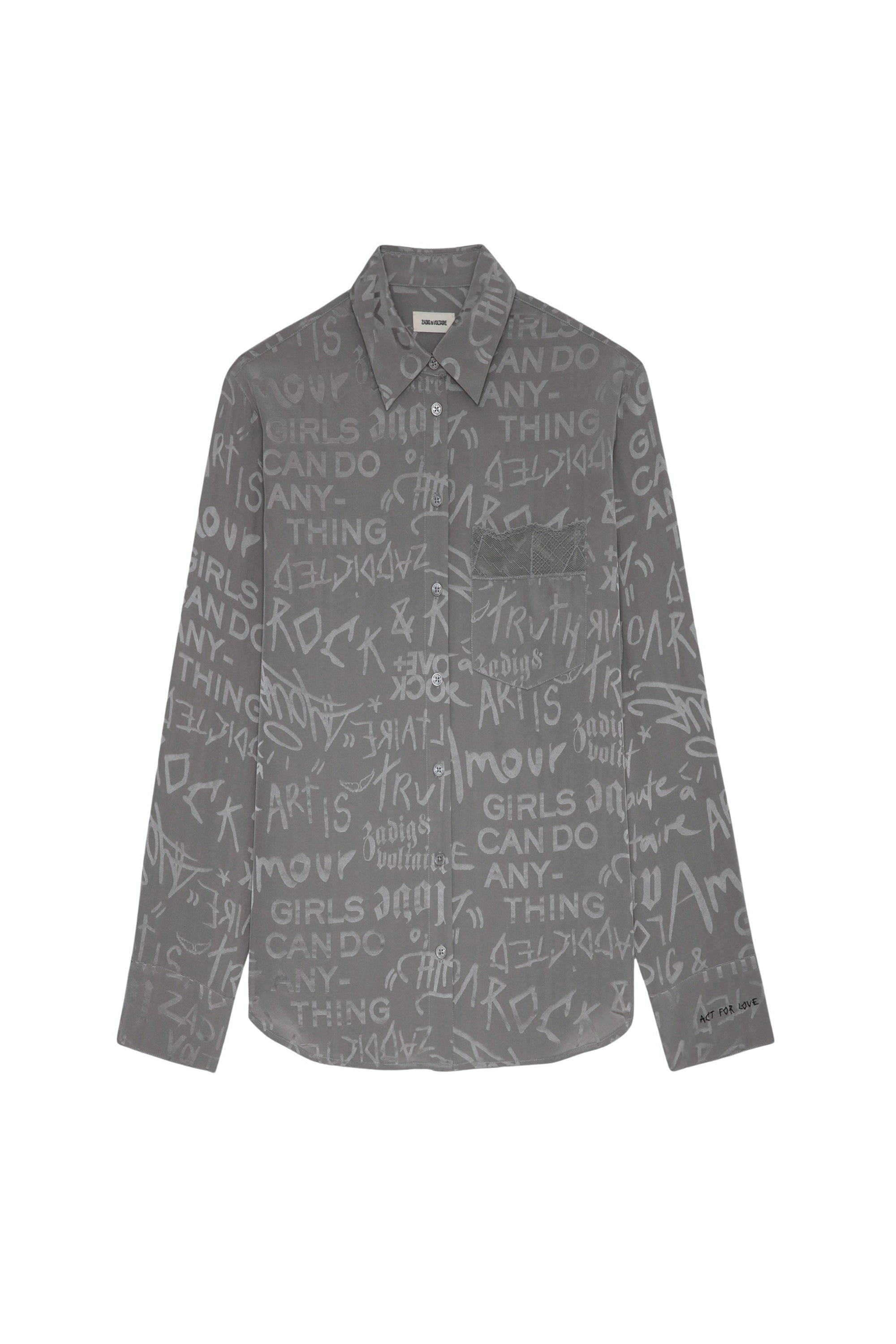 Chemise Morning Jacquard en soie - Gris Moyen