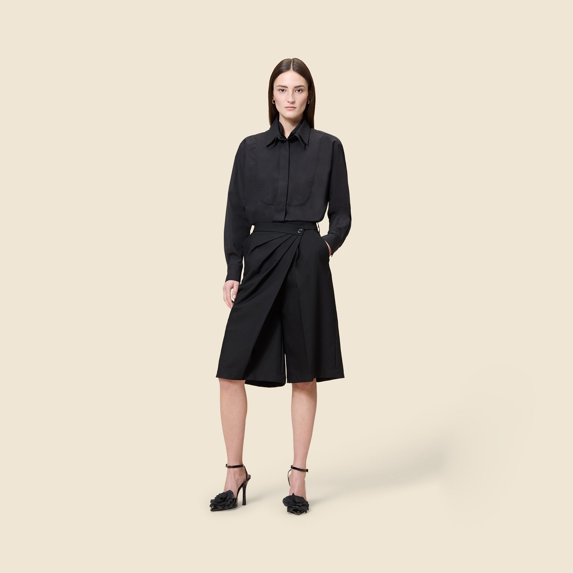 Black / PLEATED CULOTTES