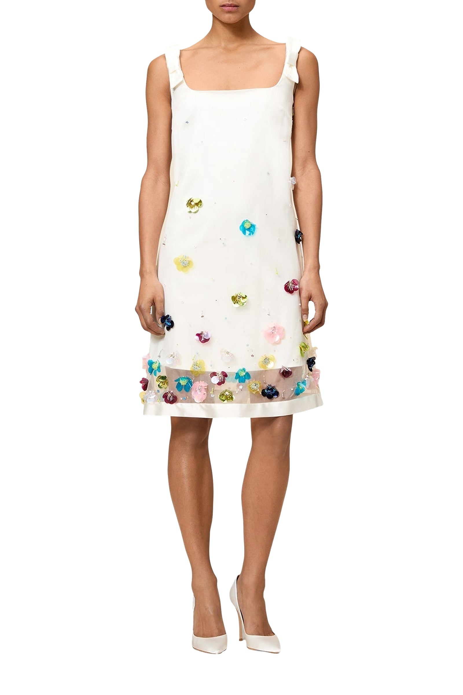 Robe courte brodée en soie - Multi
