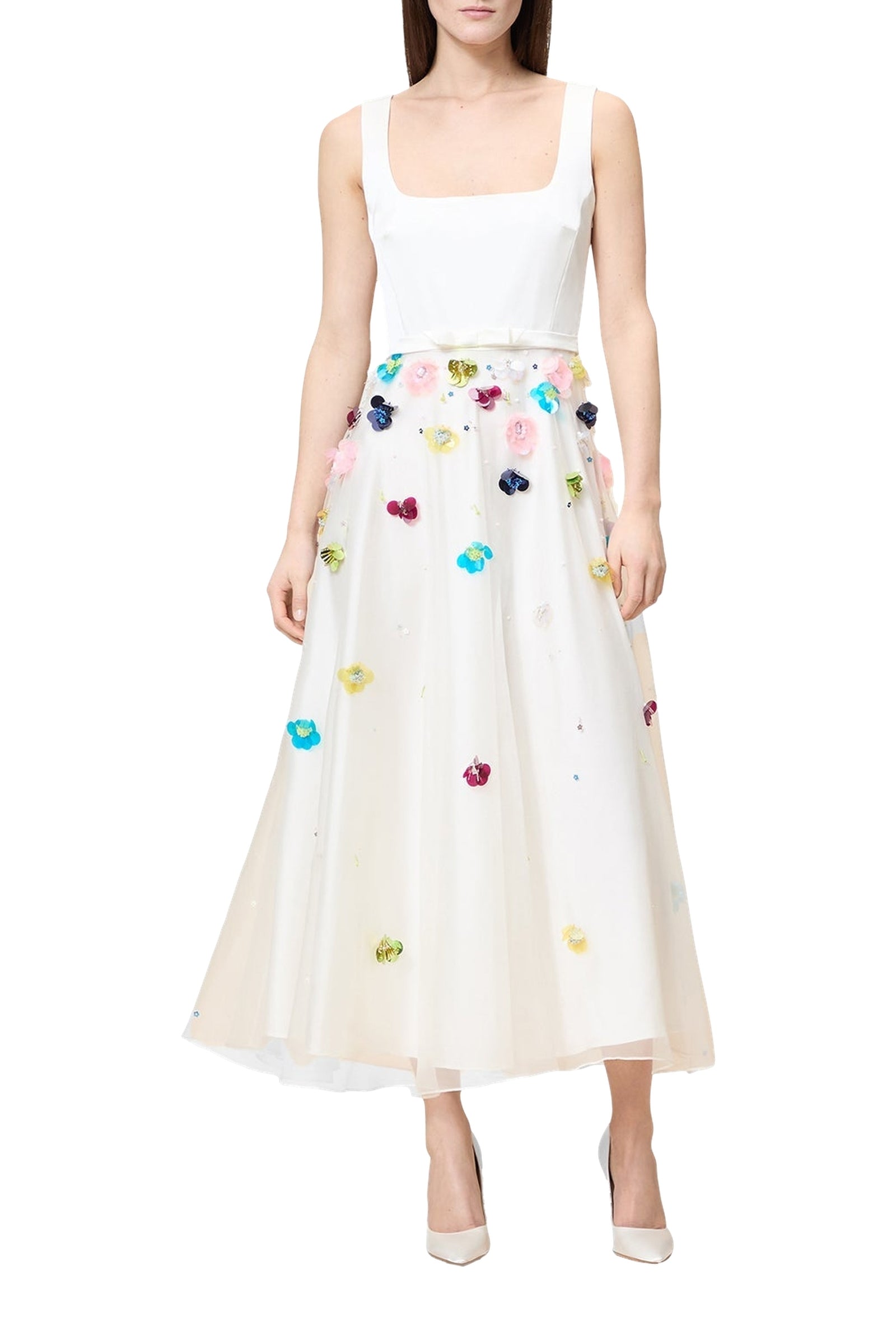 Robe trapèze brodée en soie - Multi