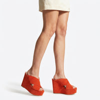 Alma 120 wedge sandals in suede - Lacca