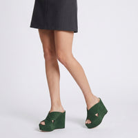 Alma 75 wedge sandals in leather - Vetiver