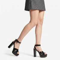 Sr Monica 135 platform sandals in leather - Nero