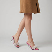 Mules Evangelie 100 en soie - Magenta & Palladio