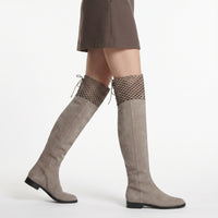 Sr Mermaid leather thigh boots - Taupe