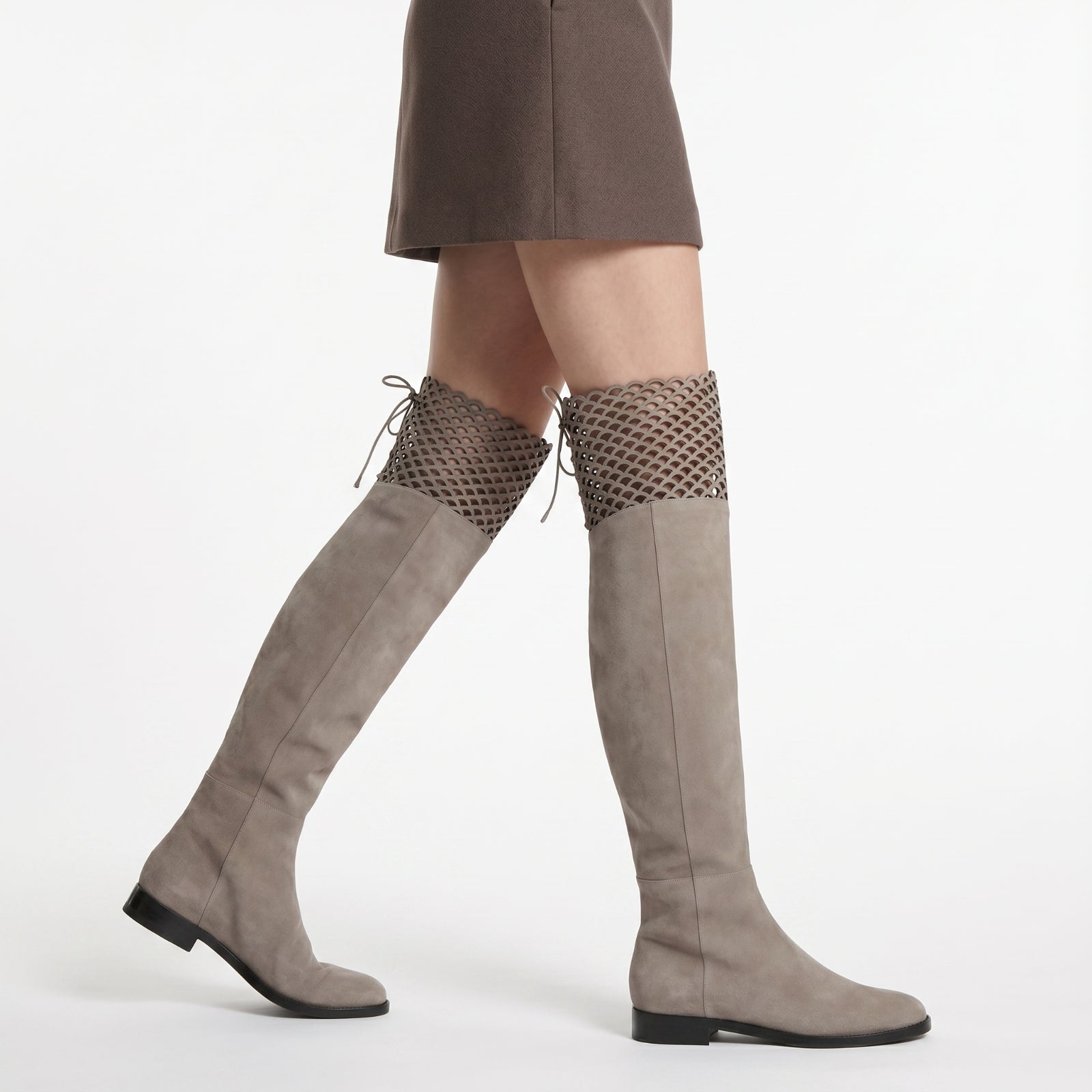 Sr Mermaid leather thigh boots - Taupe