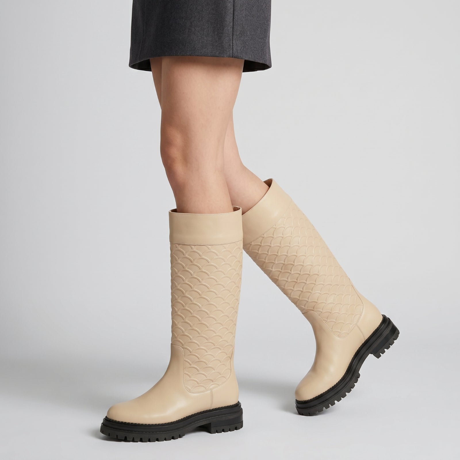 Bottes Sr Mermaid 3D en cuir - Chalk