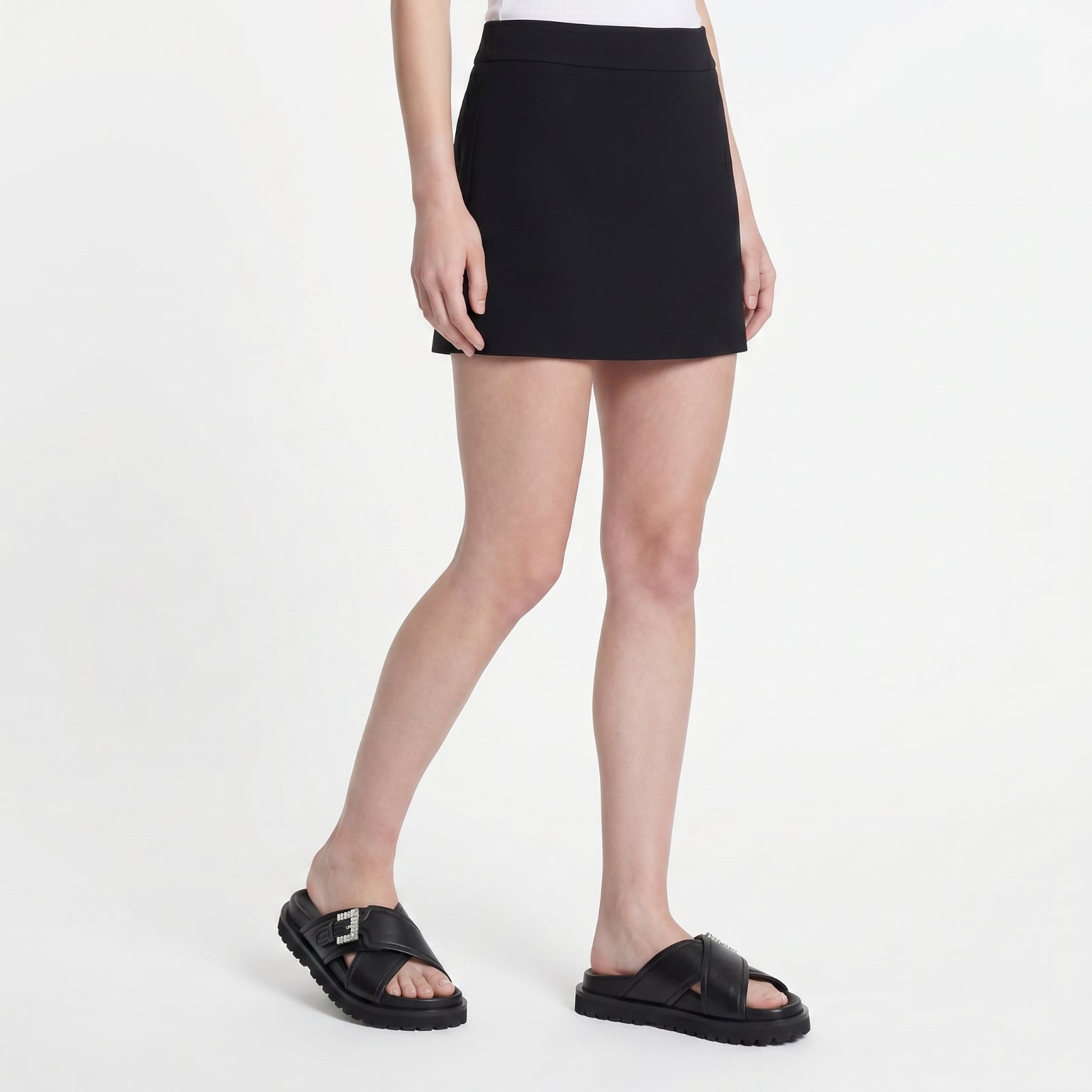 Sr Twenty Buckle flat sandals in leather - Nero