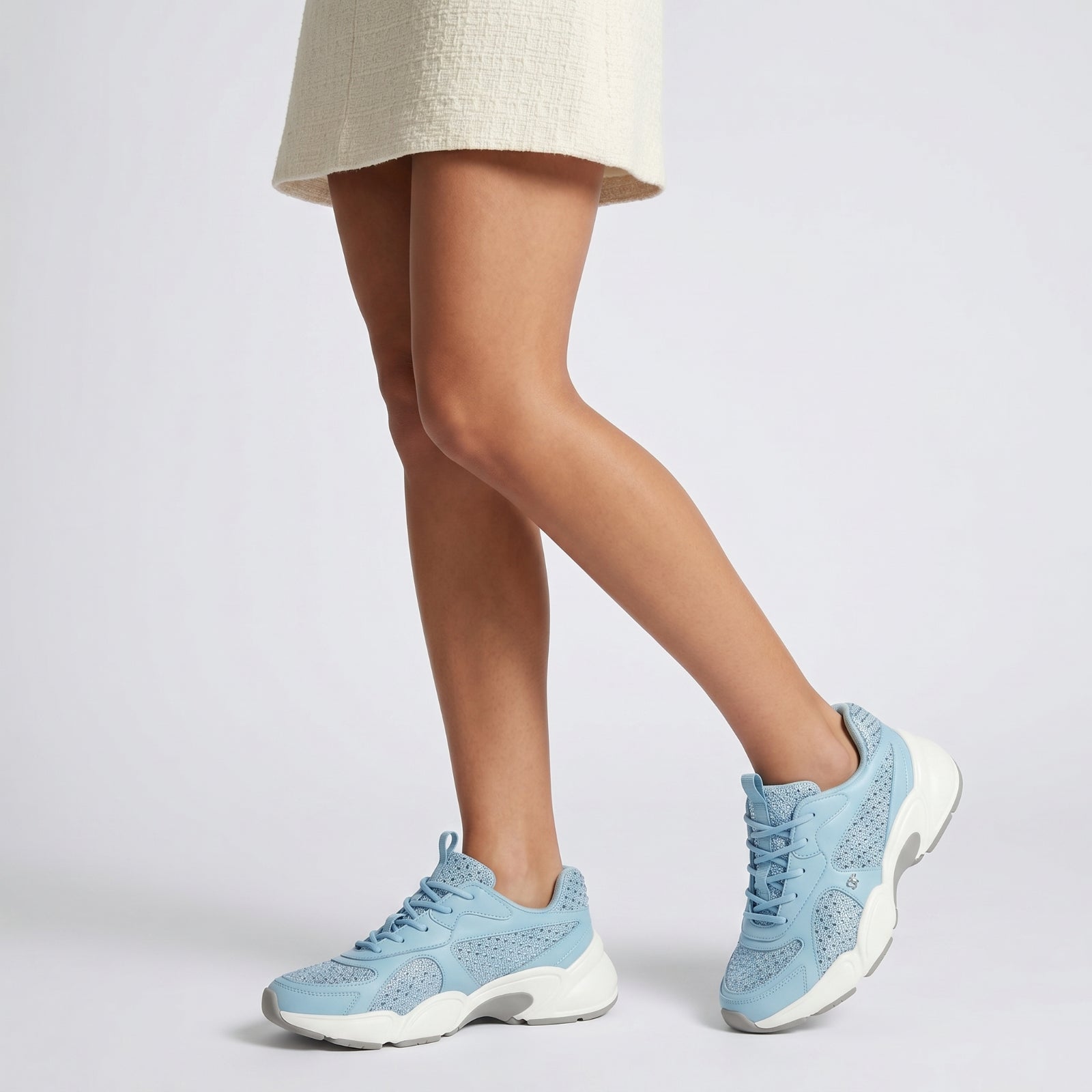 Baskets running Sr Crystal en cuir - Blue Paradise