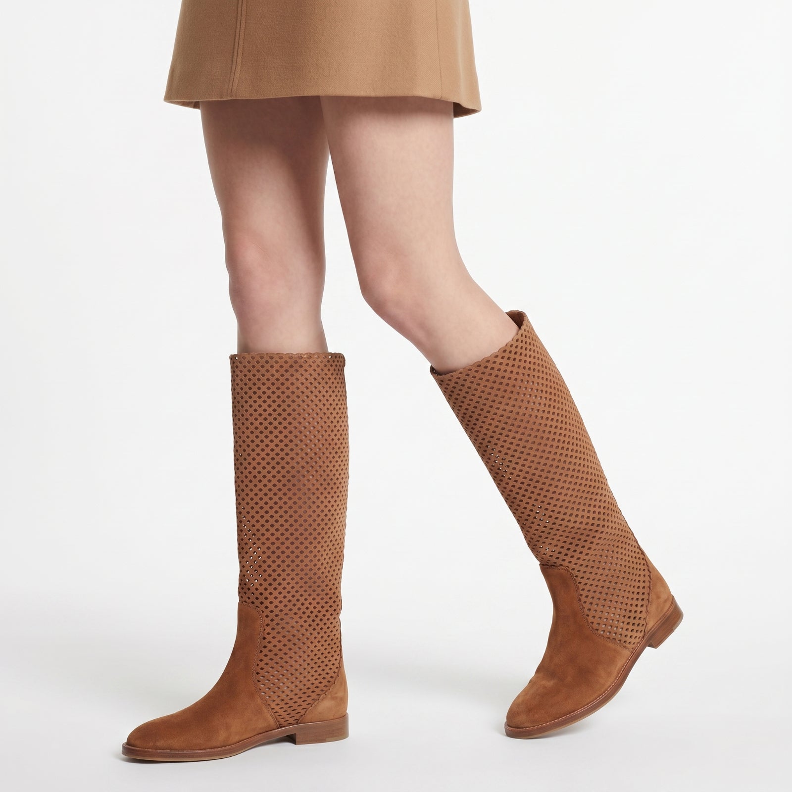 Sr Micro Mermaid leather boots - Macadamia