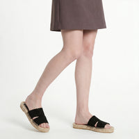 Sandales plates Sr Micro Mermaid en cuir - Nero