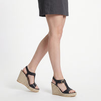 Sr Nora 85 wedge sandals in leather - Nero