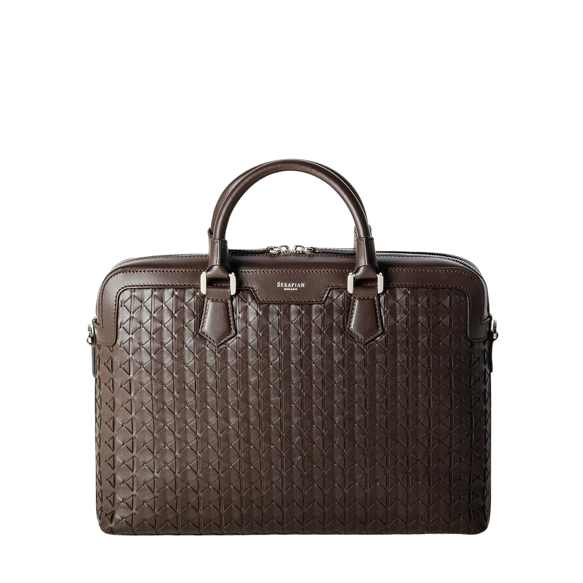 Mosaico leather computer bag - Coffee