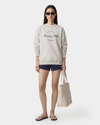 T-shirt à col rond « Beverly Script » - Gris chiné/Bleu marine
