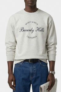 Pull à col rond Beverly Script - Gris Chiné & Bleu Marine