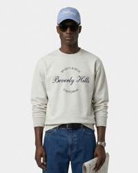 T-shirt à col rond « Beverly Script » - Gris chiné/Bleu marine