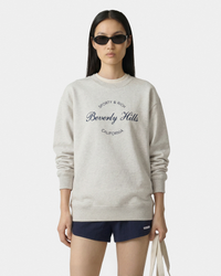 T-shirt à col rond « Beverly Script » - Gris chiné/Bleu marine
