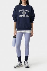 Pull à col rond Varsity Crest - Bleu Marine & Blanc