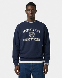 Pull à col rond Varsity Crest - Bleu marine/Blanc