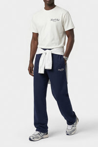 Pantalon de survêtement large brodé Vendome LA - Bleu Marine & Blanc