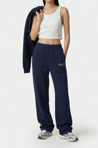 Pantalon de survêtement large brodé Vendome LA - Bleu Marine & Blanc