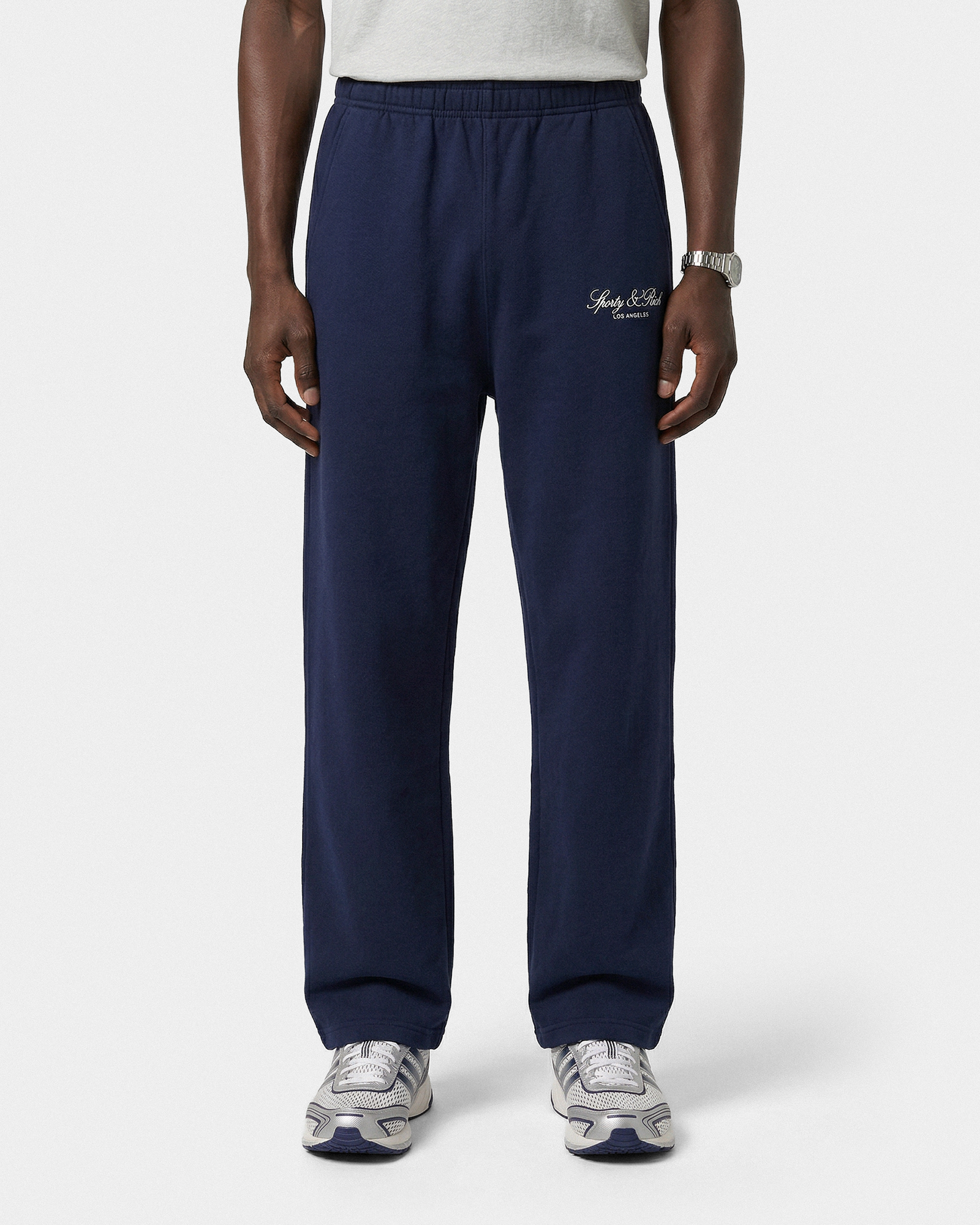 Pantalon de survêtement large brodé Vendome LA - Bleu marine/Blanc
