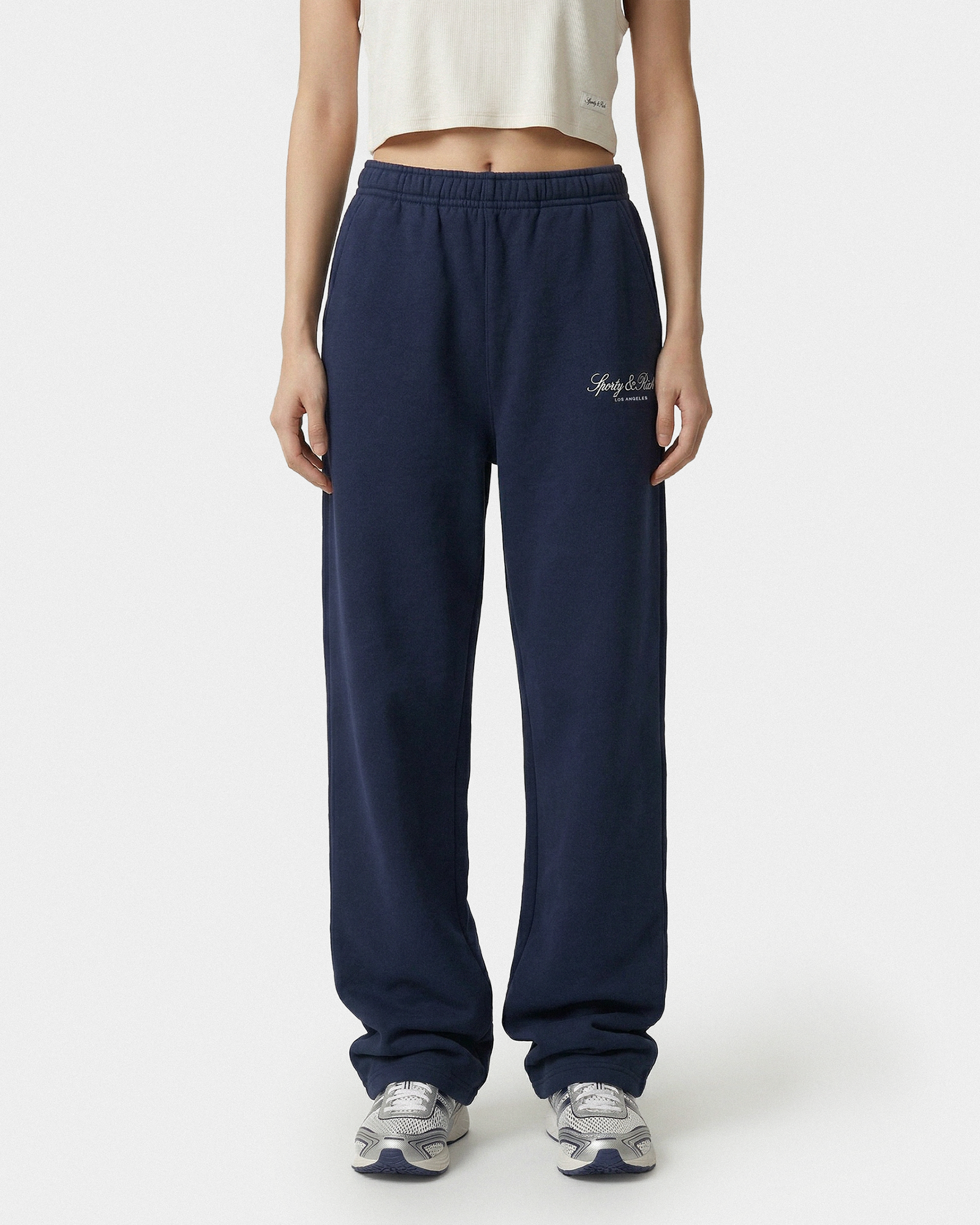 Pantalon de survêtement large brodé Vendome LA - Bleu marine/Blanc