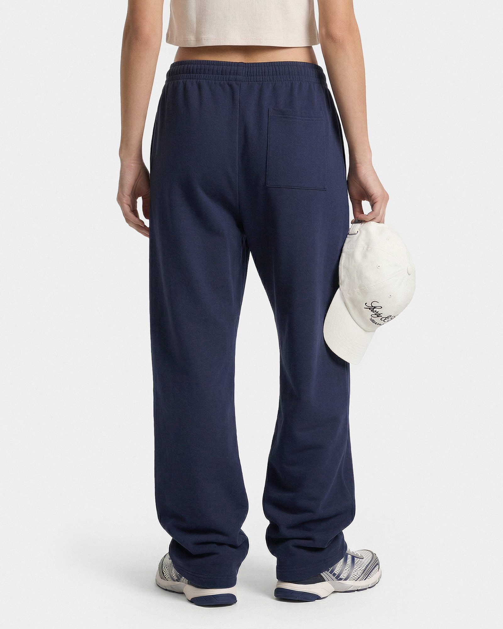 Pantalon de survêtement large brodé Vendome LA - Bleu marine/Blanc