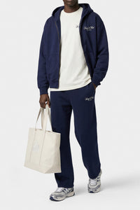 Sweatshirt zippé brodé Vendome LA - Bleu Marine & Blanc