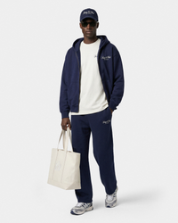 Sweat à capuche zippé brodé Vendome LA - Bleu marine/Blanc