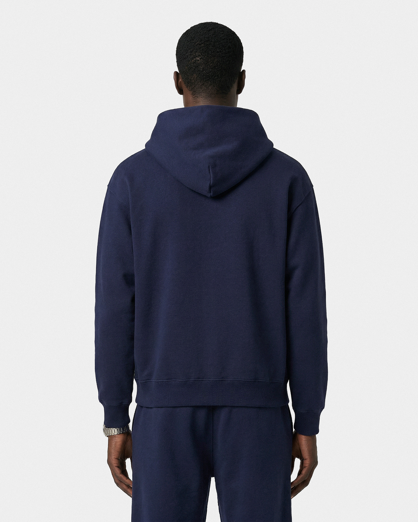 Sweat à capuche zippé brodé Vendome LA - Bleu marine/Blanc