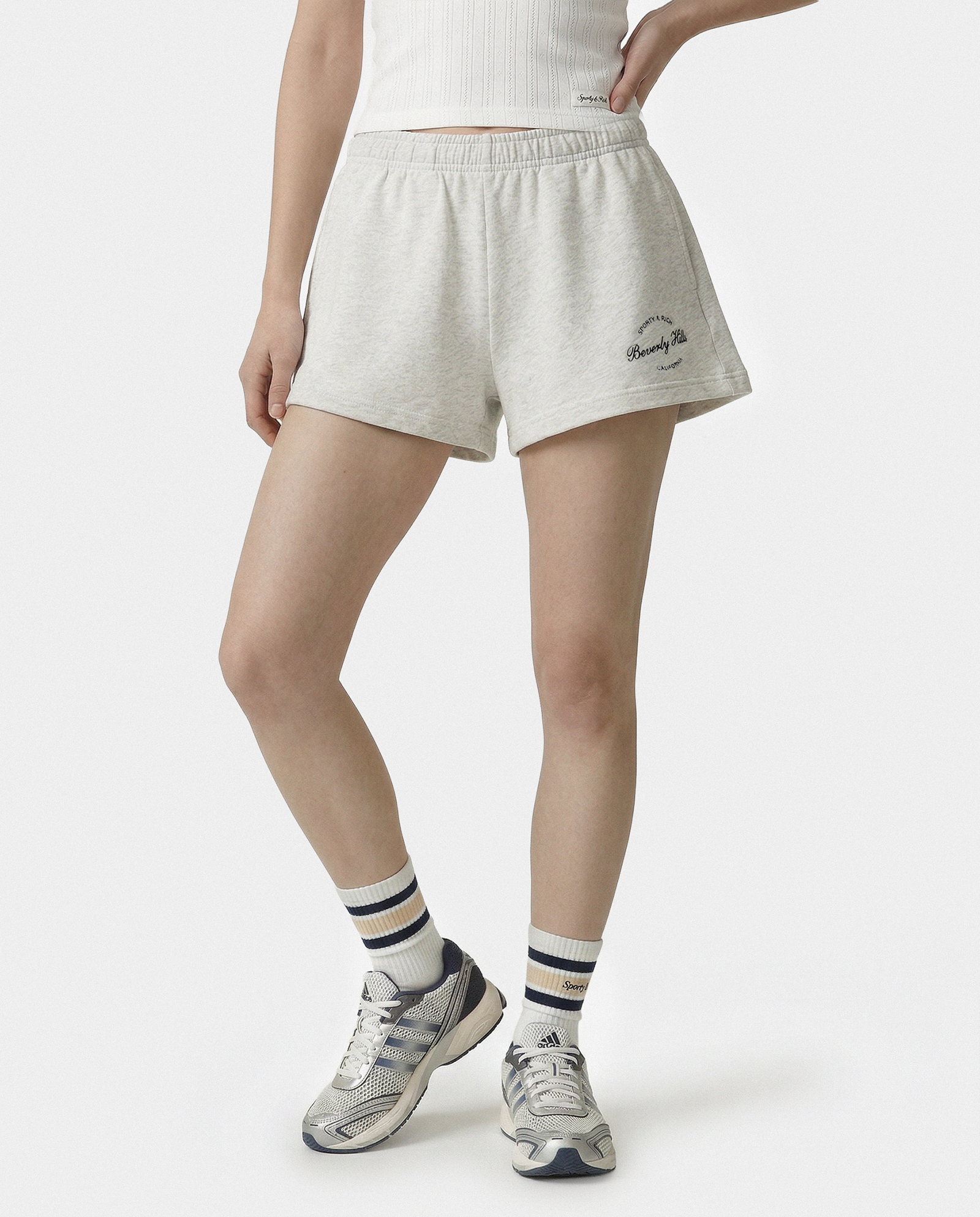 Short disco Beverly Script - Gris chiné/Bleu marine